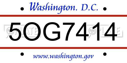 5OG7414 District Of Columbia License Plate