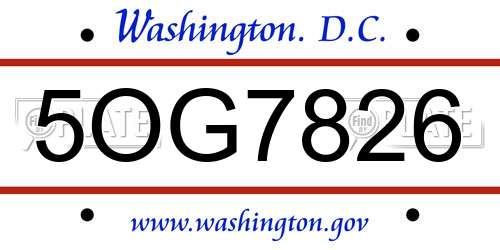 5OG7826 District Of Columbia License Plate