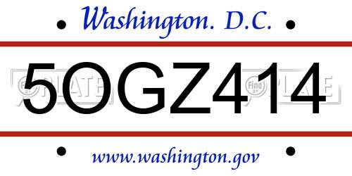 5OGZ414 District Of Columbia License Plate