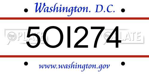5OI274 District Of Columbia License Plate