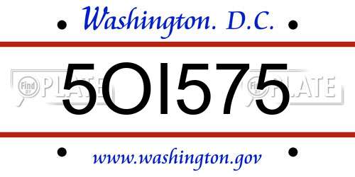 5OI575 District Of Columbia License Plate