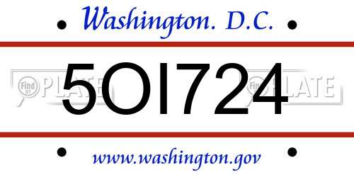 5OI724 District Of Columbia License Plate