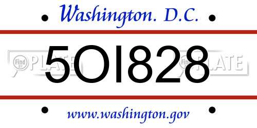 5OI828 District Of Columbia License Plate