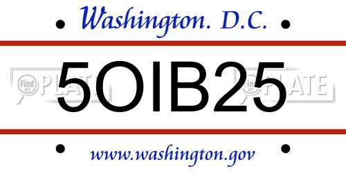 5OIB25 District Of Columbia License Plate