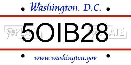 5OIB28 District Of Columbia License Plate