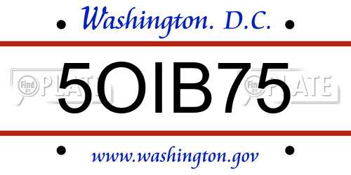 5OIB75 District Of Columbia License Plate
