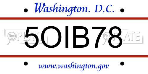 5OIB78 District Of Columbia License Plate