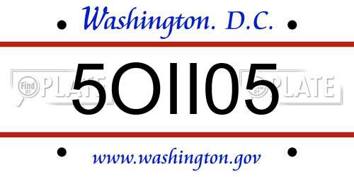 5OII05 District Of Columbia License Plate