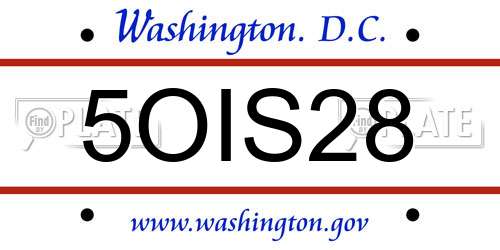 5OIS28 District Of Columbia License Plate