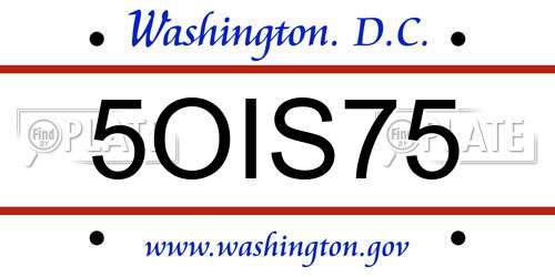 5OIS75 District Of Columbia License Plate