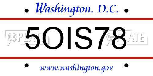 5OIS78 District Of Columbia License Plate