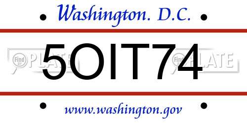 5OIT74 District Of Columbia License Plate