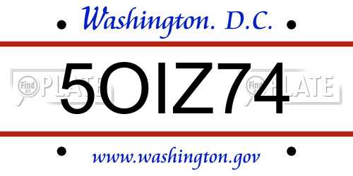 5OIZ74 District Of Columbia License Plate
