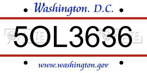 5OL3636 District Of Columbia License Plate