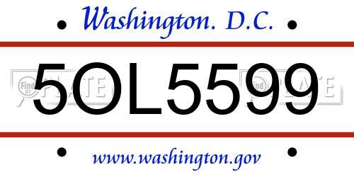 5OL5599 District Of Columbia License Plate