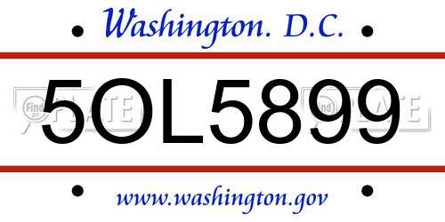 5OL5899 District Of Columbia License Plate