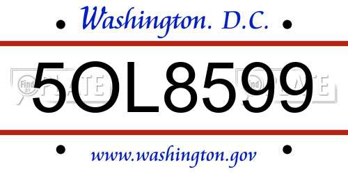 5OL8599 District Of Columbia License Plate