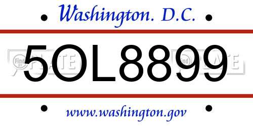 5OL8899 District Of Columbia License Plate
