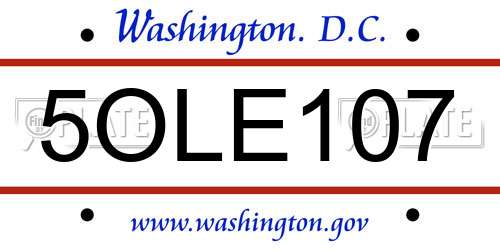 5OLE107 District Of Columbia License Plate