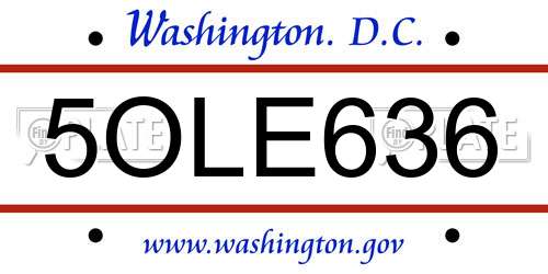 5OLE636 District Of Columbia License Plate