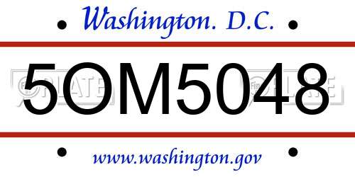 5OM5048 District Of Columbia License Plate
