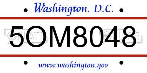 5OM8048 District Of Columbia License Plate