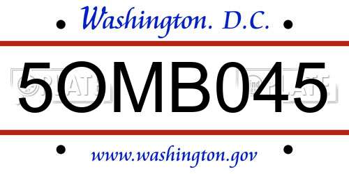 5OMB045 District Of Columbia License Plate