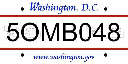5OMB048 District Of Columbia License Plate