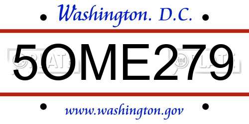 5OME279 District Of Columbia License Plate