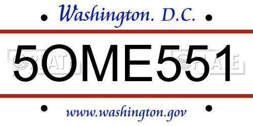 5OME551 District Of Columbia License Plate