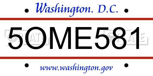 5OME581 District Of Columbia License Plate