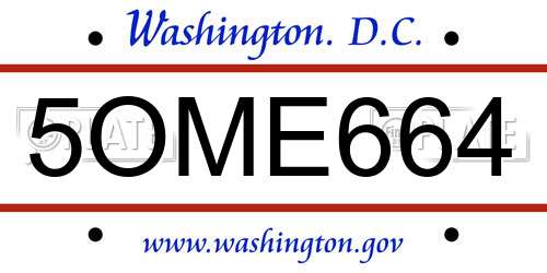 5OME664 District Of Columbia License Plate