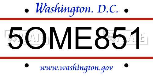 5OME851 District Of Columbia License Plate