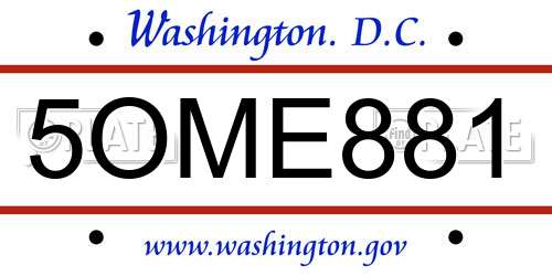 5OME881 District Of Columbia License Plate
