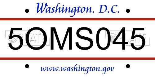5OMS045 District Of Columbia License Plate