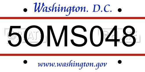 5OMS048 District Of Columbia License Plate