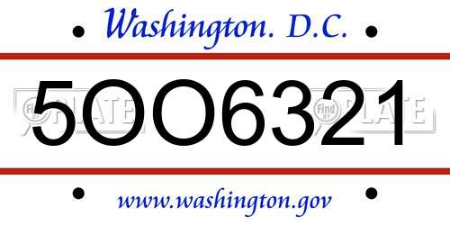 5OO6321 District Of Columbia License Plate