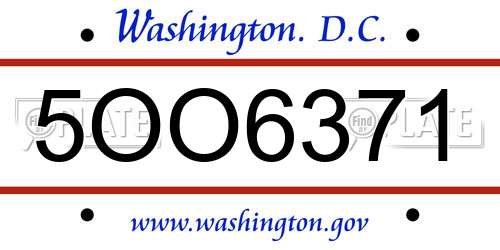 5OO6371 District Of Columbia License Plate
