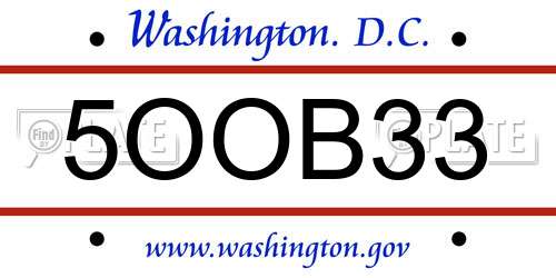5OOB33 District Of Columbia License Plate