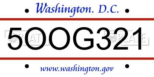 5OOG321 District Of Columbia License Plate