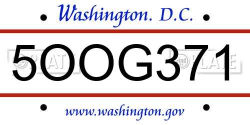 5OOG371 District Of Columbia License Plate