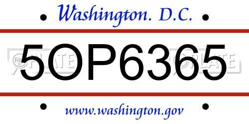 5OP6365 District Of Columbia License Plate