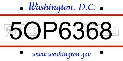 5OP6368 District Of Columbia License Plate