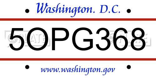 5OPG368 District Of Columbia License Plate