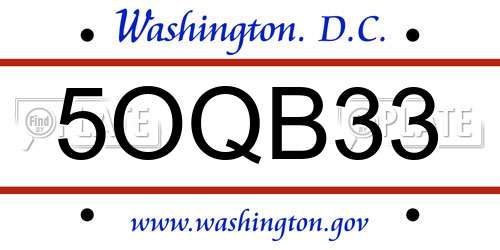 5OQB33 District Of Columbia License Plate