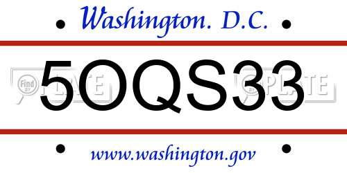 5OQS33 District Of Columbia License Plate