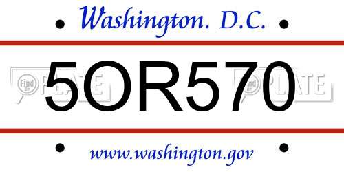 5OR570 District Of Columbia License Plate
