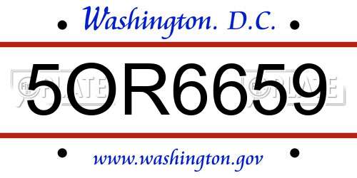 5OR6659 District Of Columbia License Plate