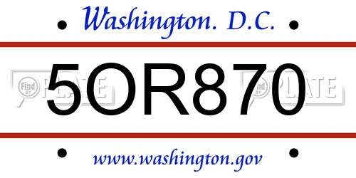5OR870 District Of Columbia License Plate