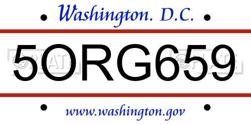 5ORG659 District Of Columbia License Plate